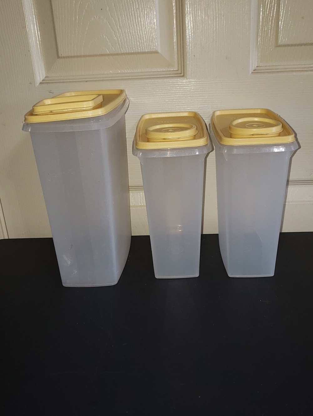 Tupperware Translucent Storage Jars with Yellow Lids - Set of 6